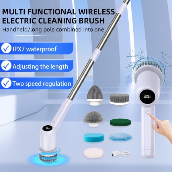 Long Pole Multifunctional Wireless Electric Cleaning Brush