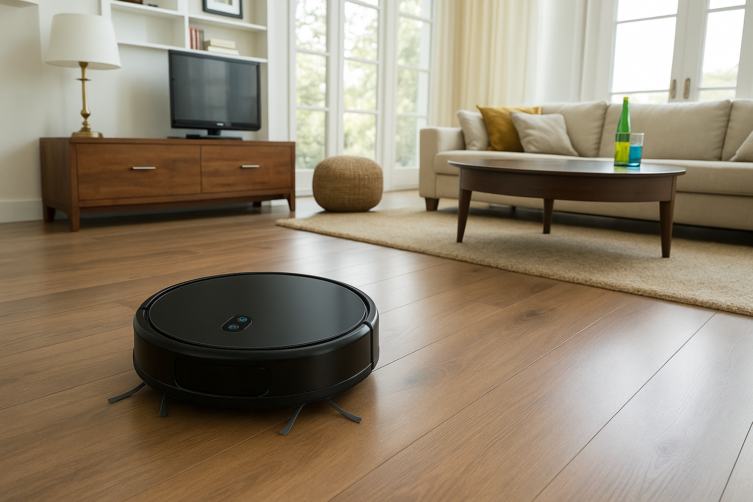 Robotic Vacuum in a Modern Living Room